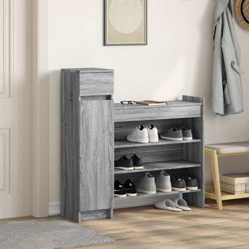 Load image into Gallery viewer, Vidaxl schoenenkast 100,5x28x100 cm bewerkt hout grijs sonoma eiken