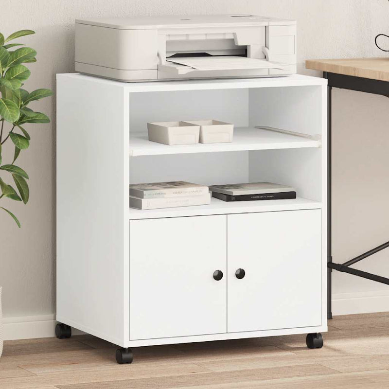 Load image into Gallery viewer, Vidaxl printerkastje met wielen 60x48x74 cm wit