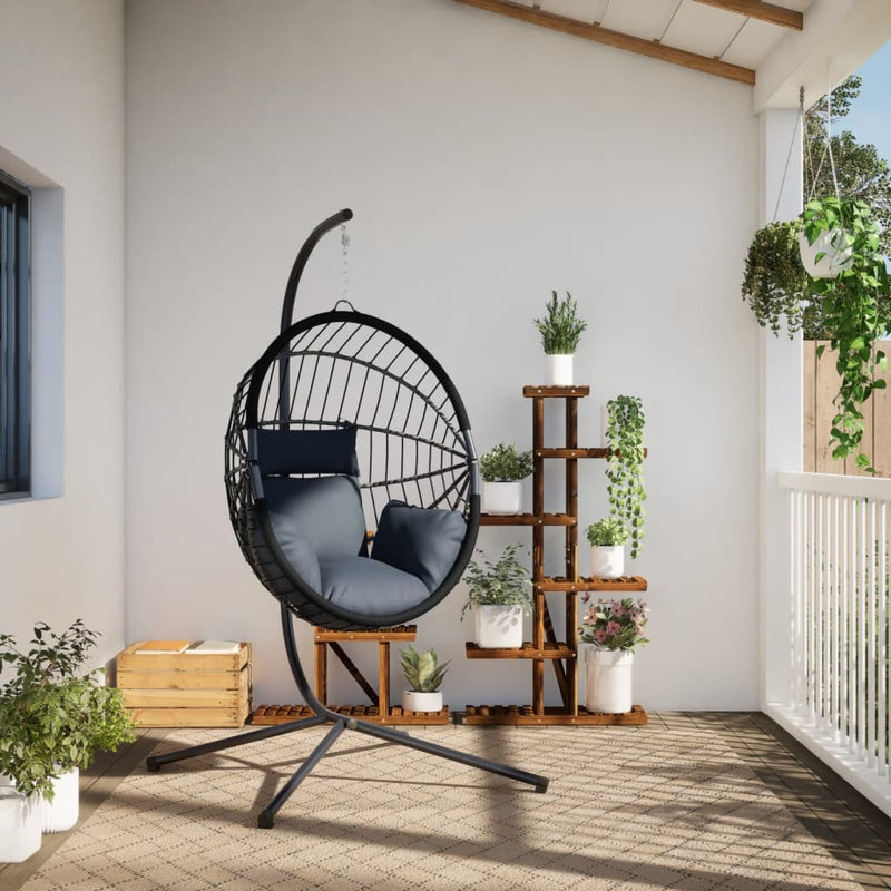 Load image into Gallery viewer, Vidaxl hangstoel met standaard rattan en staal antracietkleurig