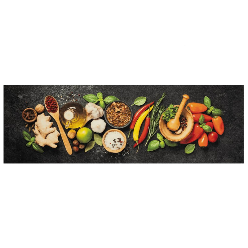 Load image into Gallery viewer, Vidaxl keukenmat wasbaar kruidenprint 60x180 cm fluweel