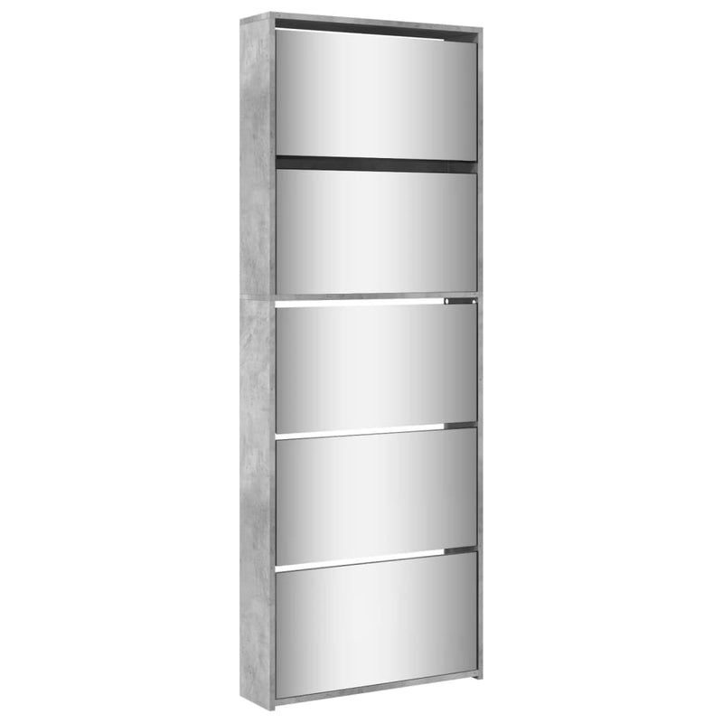 Load image into Gallery viewer, VidaXL Schoenenkast met spiegel 5-laags 63x17x169,5 cm betongrijs