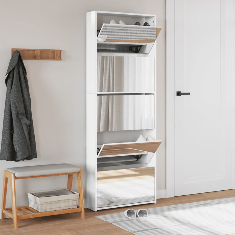Load image into Gallery viewer, VidaXL Schoenenkast met spiegel 5-laags 63x17x169,5 cm hoogglans wit