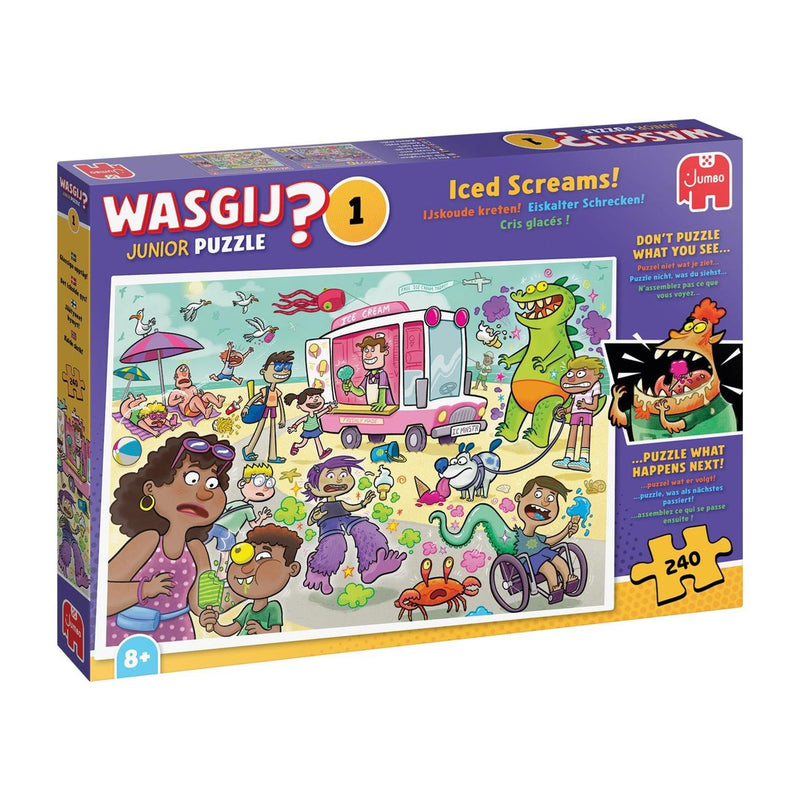 Afbeelding laden in galerijviewer, Jumbo wasgij junior - ijskoude kreten! - 240 stukjes - legpuzzel voor kinderen