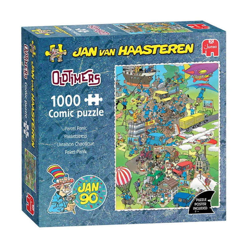 Afbeelding laden in galerijviewer, Jumbo jan van haasteren puzzel oldtimers parcel panic 1000 stukjes