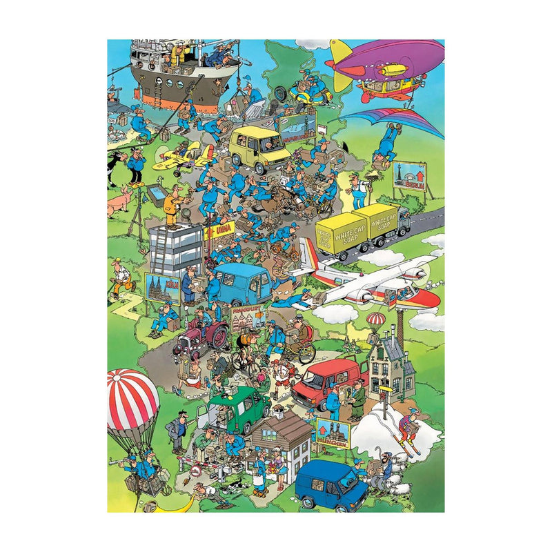 Afbeelding laden in galerijviewer, Jumbo jan van haasteren puzzel oldtimers parcel panic 1000 stukjes