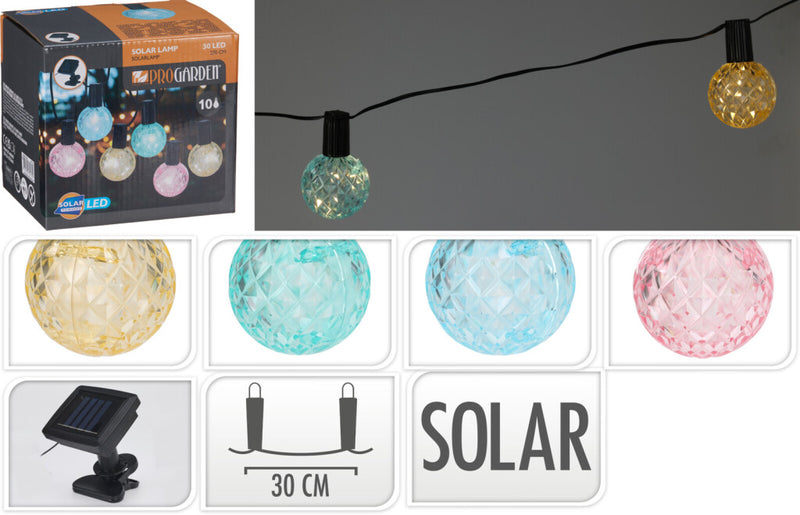 Afbeelding laden in galerijviewer, Pro garden gekleurde solar feestverlichting 10 kristalachtige lampen 2.7 meter lichtsnoer op zonne-energie