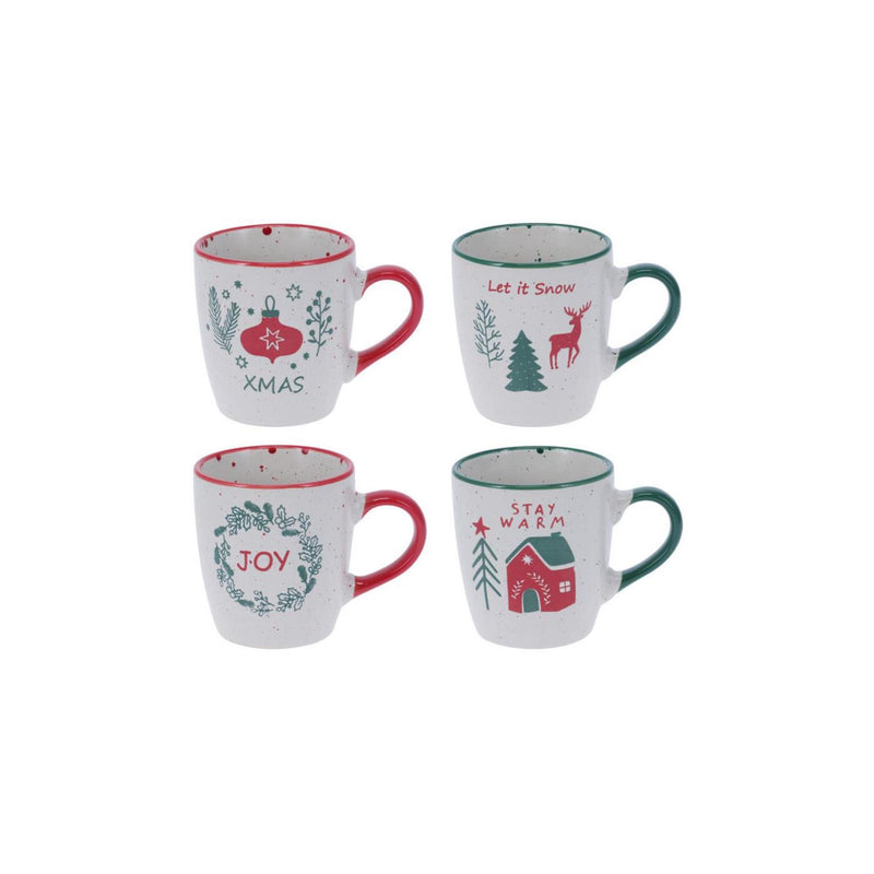 Afbeelding laden in galerijviewer, Home styling kerstbeker aardewerk set a 4 200ml