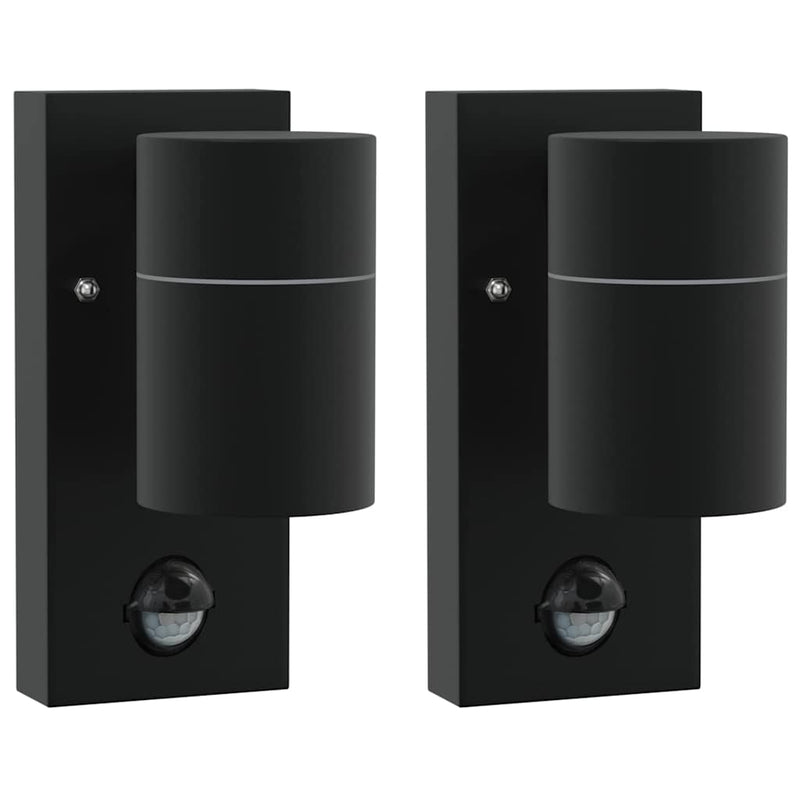 Load image into Gallery viewer, Vidaxl buiten wandlamp 2 pcs zwart 6,5 x 10,5 x 16 cm rvs en glas