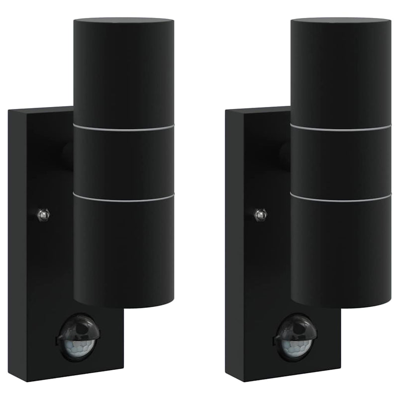 Load image into Gallery viewer, Vidaxl buiten wandlamp 2 pcs zwart 7 x 10 x 22 cm rvs en glas