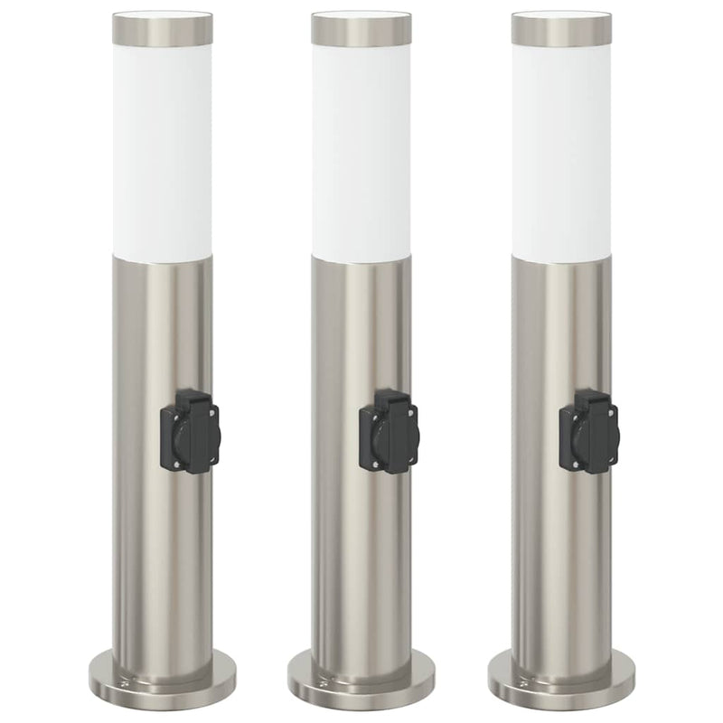 Load image into Gallery viewer, Vidaxl bolderverlichting met stopcontact 3 stuks 50 cm roestvrij staal ip44