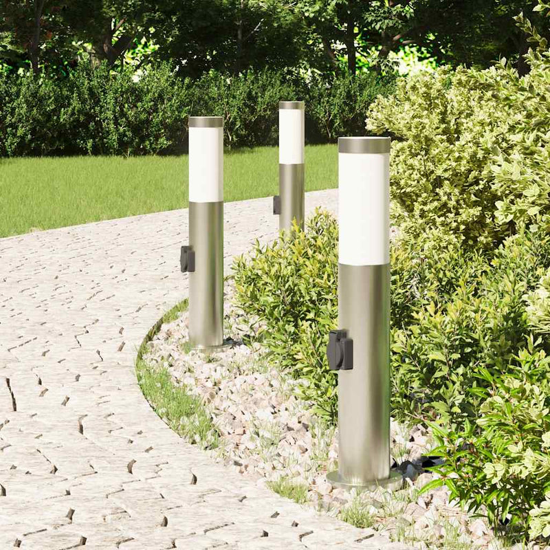 Load image into Gallery viewer, Vidaxl bolderverlichting met stopcontact 3 stuks 50 cm roestvrij staal ip44