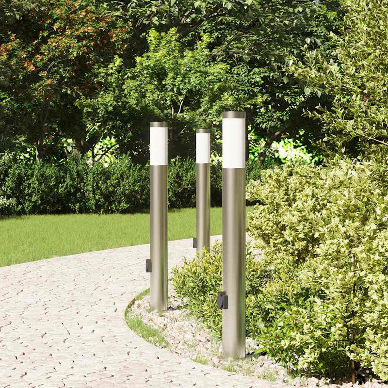Load image into Gallery viewer, Vidaxl bolderverlichting met stopcontact 3 stuks 80 cm roestvrij staal ip44