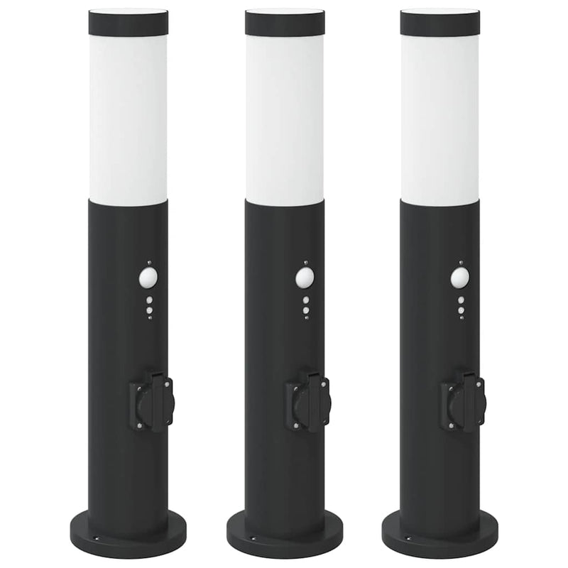 Load image into Gallery viewer, Vidaxl bolderverlichting met sensor en stopcontact 3 stuks 50 cm roestvrij staal ip44