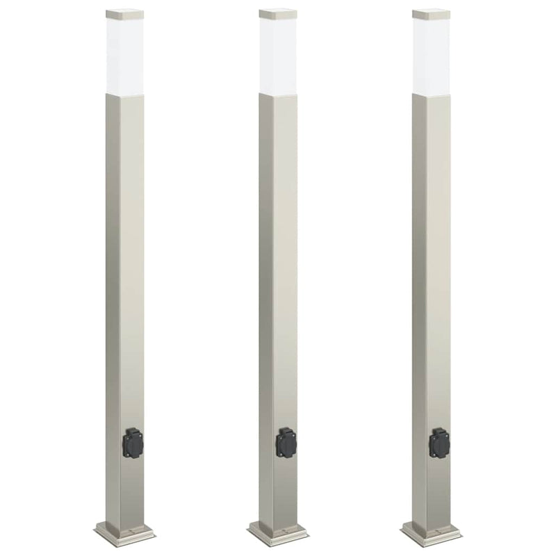 Load image into Gallery viewer, Vidaxl bolderverlichting met stopcontact 3 stuks 110 cm rvs ip44