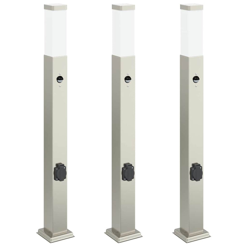 Load image into Gallery viewer, Vidaxl bolderverlichting met sensor en stopcontact 3 stuks 80 cm roestvrij staal ip44