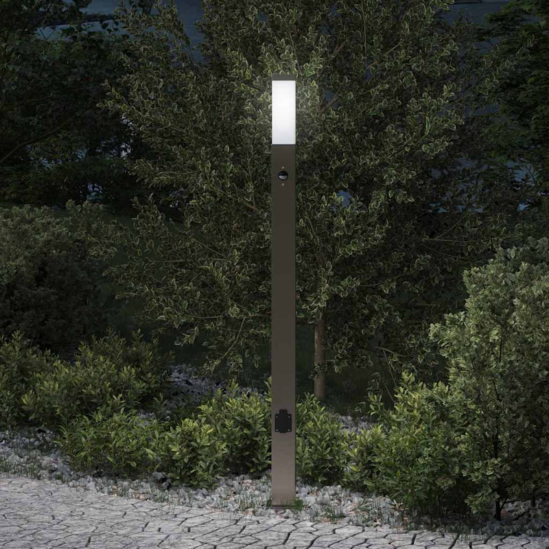 Load image into Gallery viewer, Vidaxl bolderarmatuur met sensor en stopcontact 110 cm roestvrij staal ip44