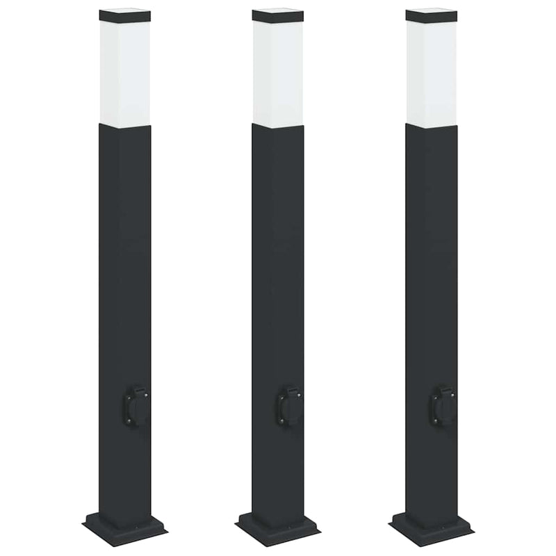 Load image into Gallery viewer, Vidaxl bolderverlichting met stopcontact 3 stuks 80 cm zwart ip44