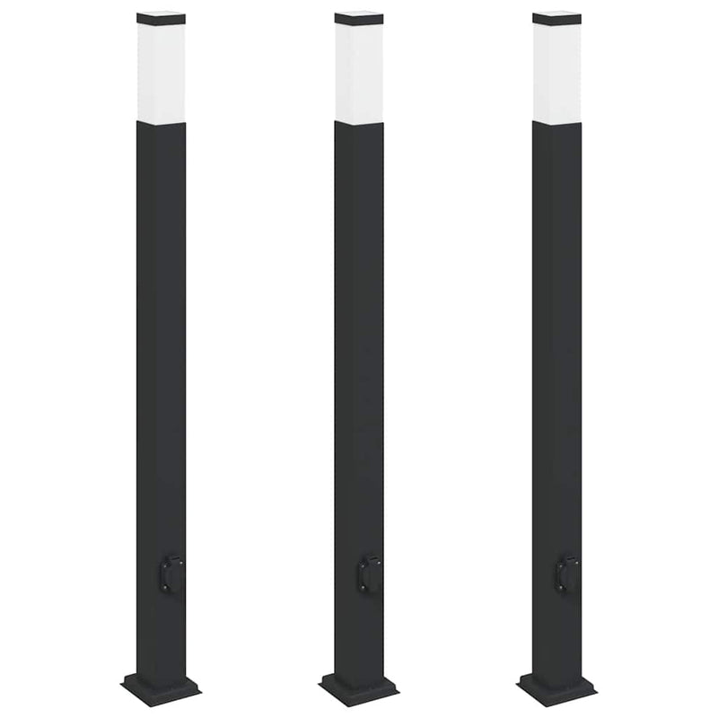 Load image into Gallery viewer, Vidaxl bolderverlichting met stopcontact 3 stuks 110 cm zwart ip44