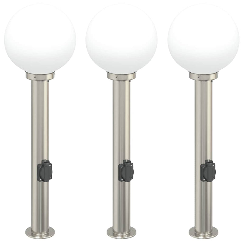 Load image into Gallery viewer, Vidaxl bolderverlichting met stopcontact 3 stuks 80 cm rvs ip44