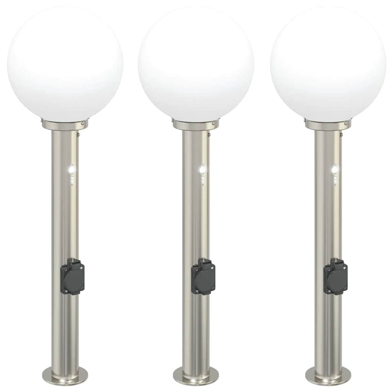 Load image into Gallery viewer, Vidaxl bolderverlichting met sensor en stopcontact 3 stuks 80 cm roestvrij staal ip44