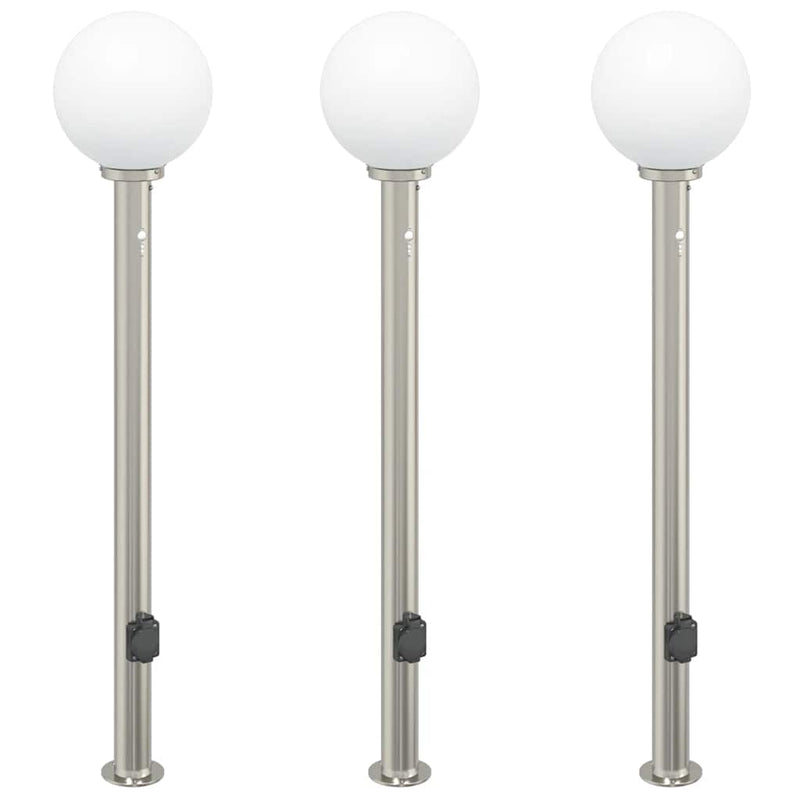Load image into Gallery viewer, Vidaxl bolderverlichting met sensor en stopcontact 3 stuks 120 cm roestvrij staal ip44