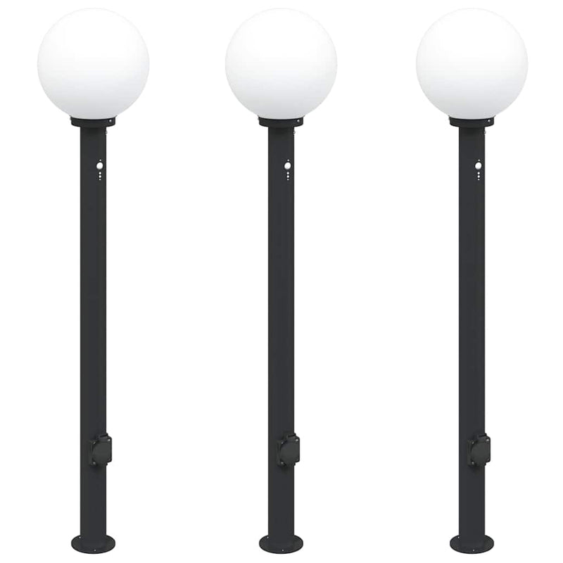 Load image into Gallery viewer, Vidaxl bolderverlichting met sensor en stopcontact 3 stuks 120 cm zwart ip44