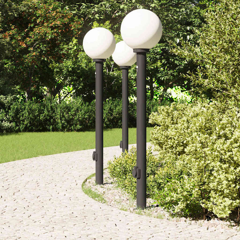 Load image into Gallery viewer, Vidaxl bolderverlichting met sensor en stopcontact 3 stuks 120 cm zwart ip44