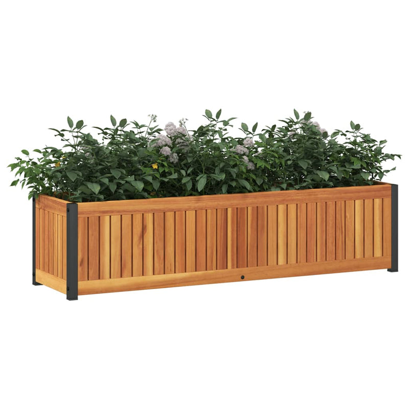 Load image into Gallery viewer, Vidaxl plantenbak 110x30x27,5 cm massief acaciahout en staal