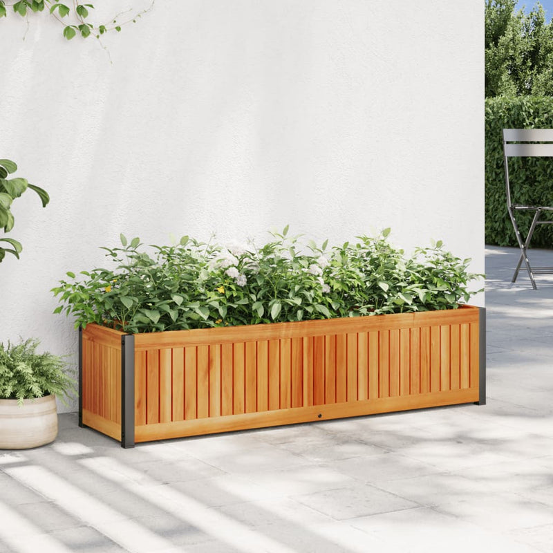 Load image into Gallery viewer, Vidaxl plantenbak 110x30x27,5 cm massief acaciahout en staal