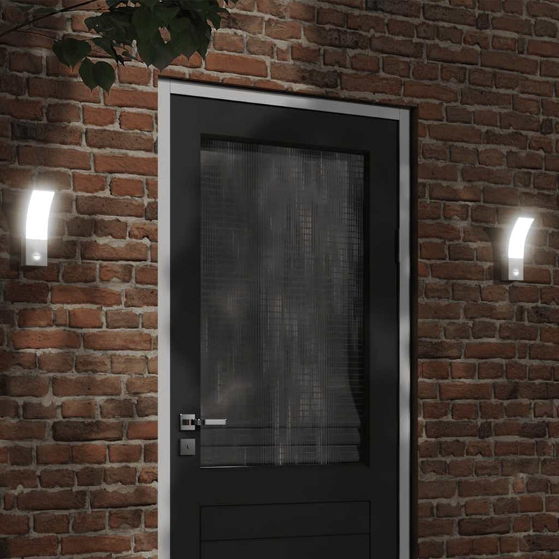 Load image into Gallery viewer, Vidaxl buitenwandlampen 2 st led met sensors gegoten aluminium wit