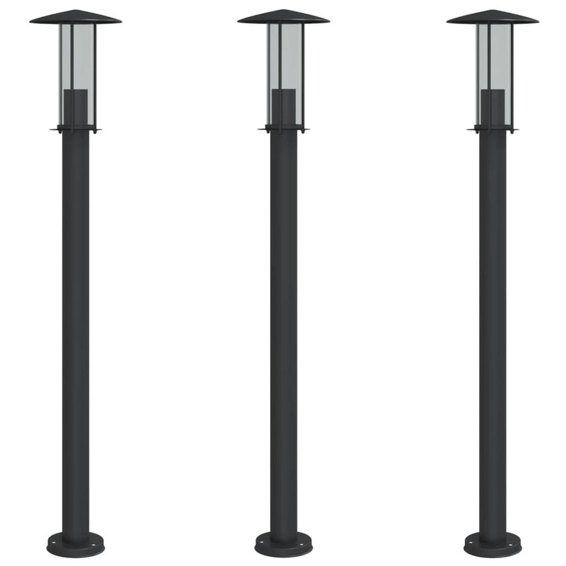 Load image into Gallery viewer, Vidaxl vloerlamp voor buiten 3 st 100 cm roestvrij staal zwart