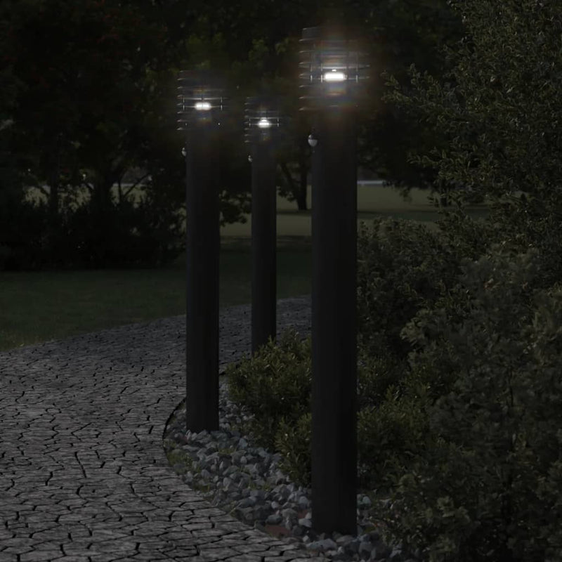Load image into Gallery viewer, Vidaxl vloerlamp voor buiten met sensor 110 cm roestvrijstaal zwart
