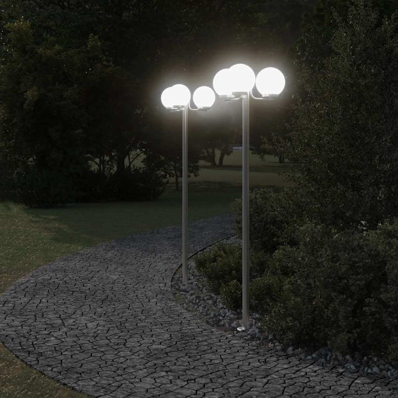 Load image into Gallery viewer, Vidaxl vloerlamp voor buiten 2 st 215 cm roestvrij staal zilverkleurig