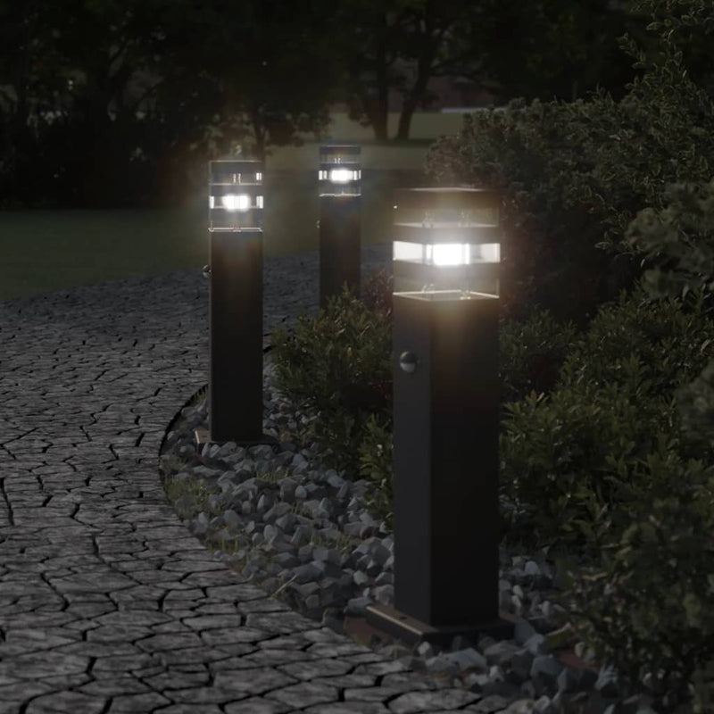 Afbeelding laden in galerijviewer, Vidaxl vloerlampen voor buiten 3 st met sensor 50 cm aluminium zwart