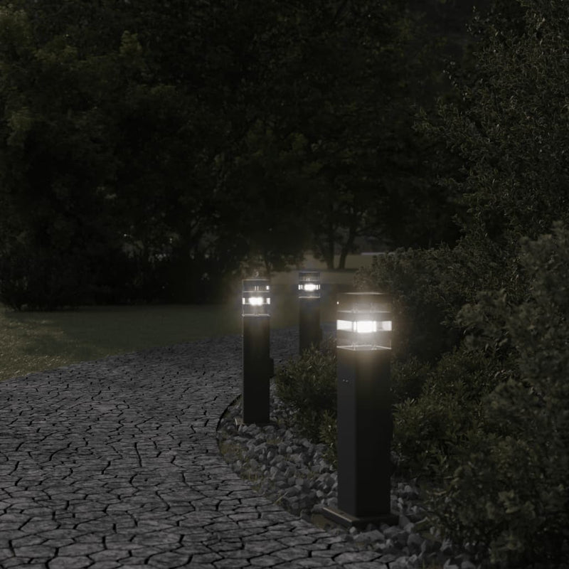 Load image into Gallery viewer, Vidaxl buitenvloerlampen 3 st met stopcontact 50 cm aluminium zwart