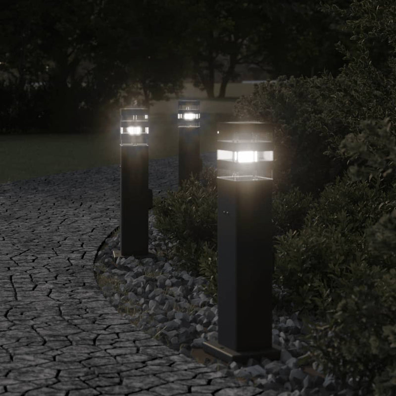 Load image into Gallery viewer, Vidaxl buitenvloerlampen 3 st met stopcontact 50 cm aluminium zwart