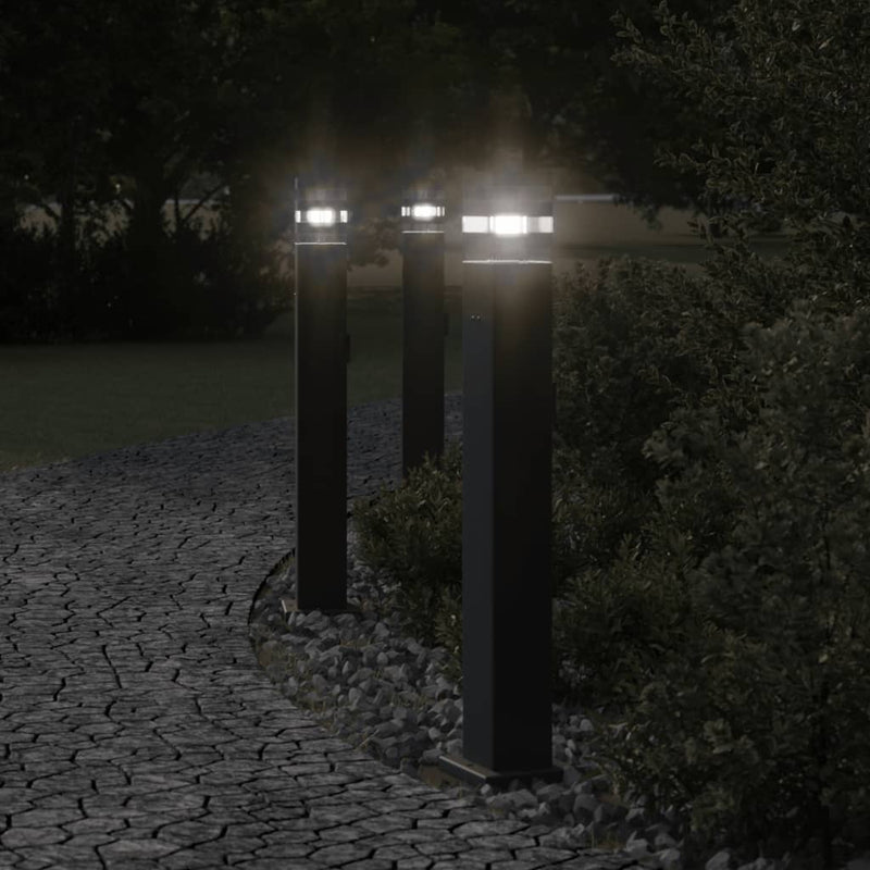 Load image into Gallery viewer, Vidaxl buitenvloerlampen 3 st met stopcontact 80 cm aluminium zwart