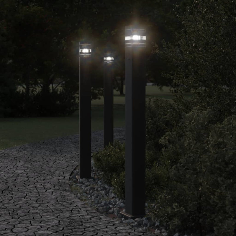 Load image into Gallery viewer, Vidaxl vloerlamp voor buiten met stopcontact 110 cm aluminium zwart