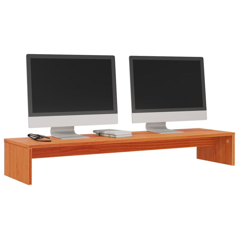 Load image into Gallery viewer, Vidaxl monitorstandaard 100x27x15 cm massief grenenhout wasbruin