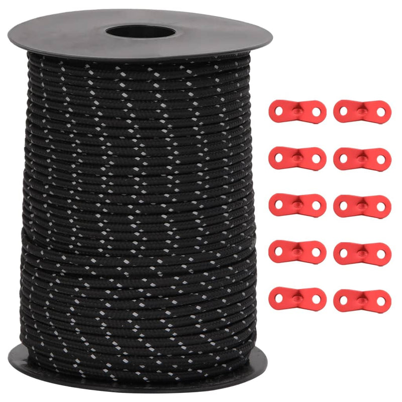 Load image into Gallery viewer, Vidaxl tentscheerlijn met reflecterende strips en spanners 50 m 3 mm