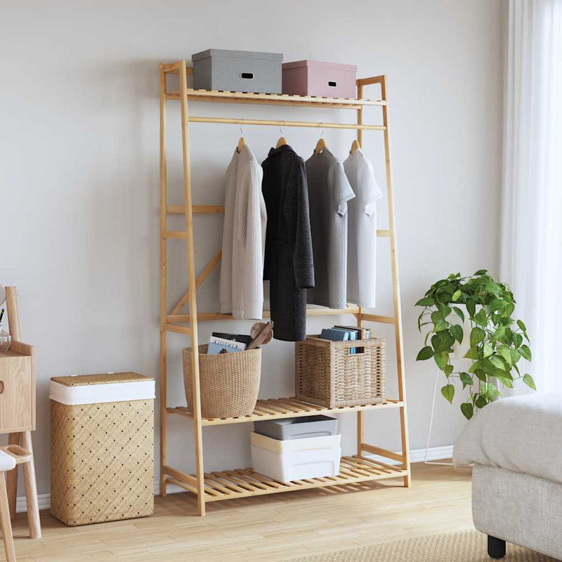 Load image into Gallery viewer, Vidaxl kledingrek met schappen 110x40x180 cm bamboe