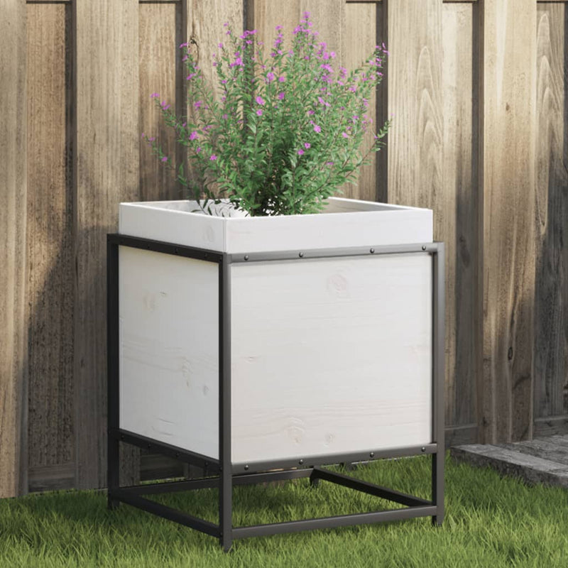 Load image into Gallery viewer, Vidaxl plantenbak 40x40x50 cm massief grenenhout wit