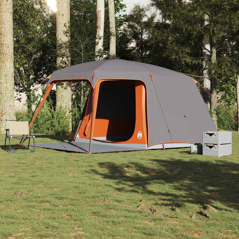 Load image into Gallery viewer, Vidaxl kampeertent met verandakoepel 5persoons waterdicht grijs oranje