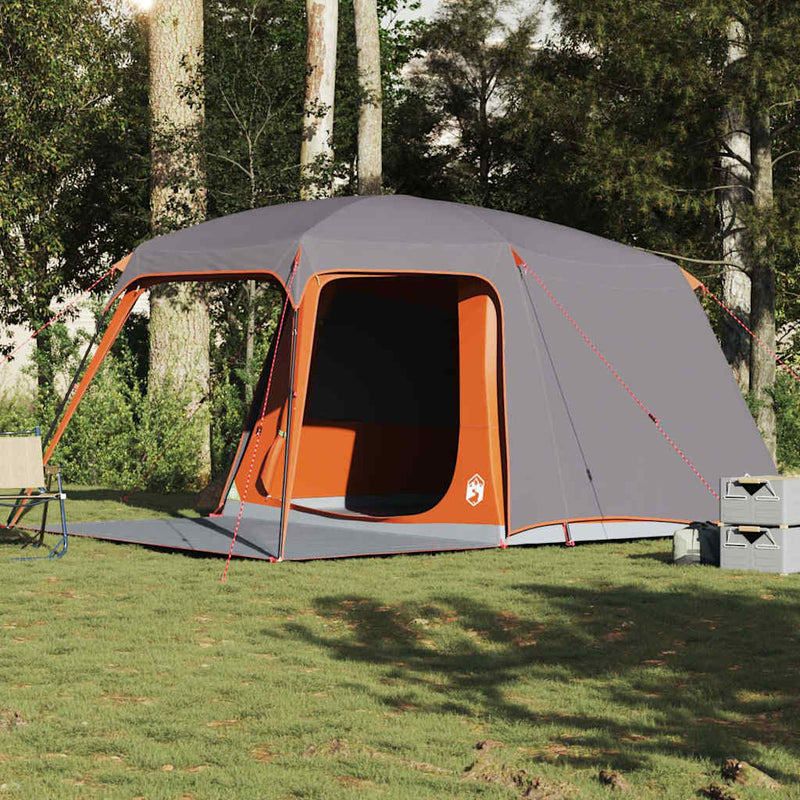 Load image into Gallery viewer, Vidaxl kampeertent met verandakoepel 5persoons waterdicht grijs oranje