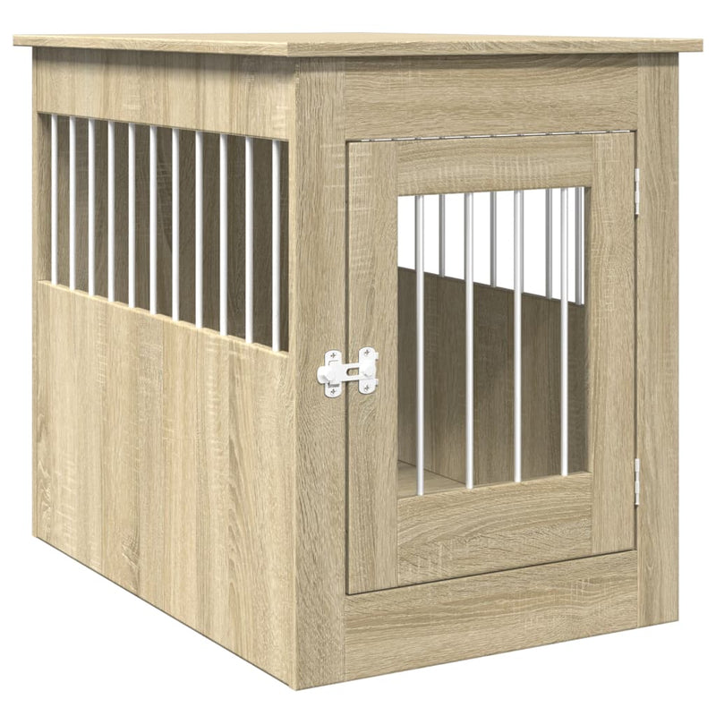 Afbeelding laden in galerijviewer, Vidaxl hondenbench 55 x 80 x 68 cm bewerkt hout sonoma eikenkleurig