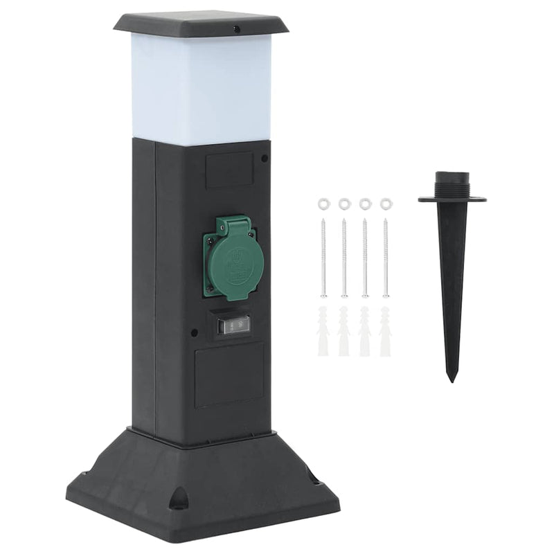 Load image into Gallery viewer, Vidaxl tuinstopcontact met lamp en grondpin 2-wegs 16x16x39,5 cm