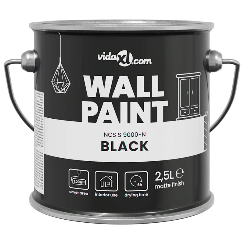 Load image into Gallery viewer, Vidaxl muurverf zwart 2,5 l wandprint