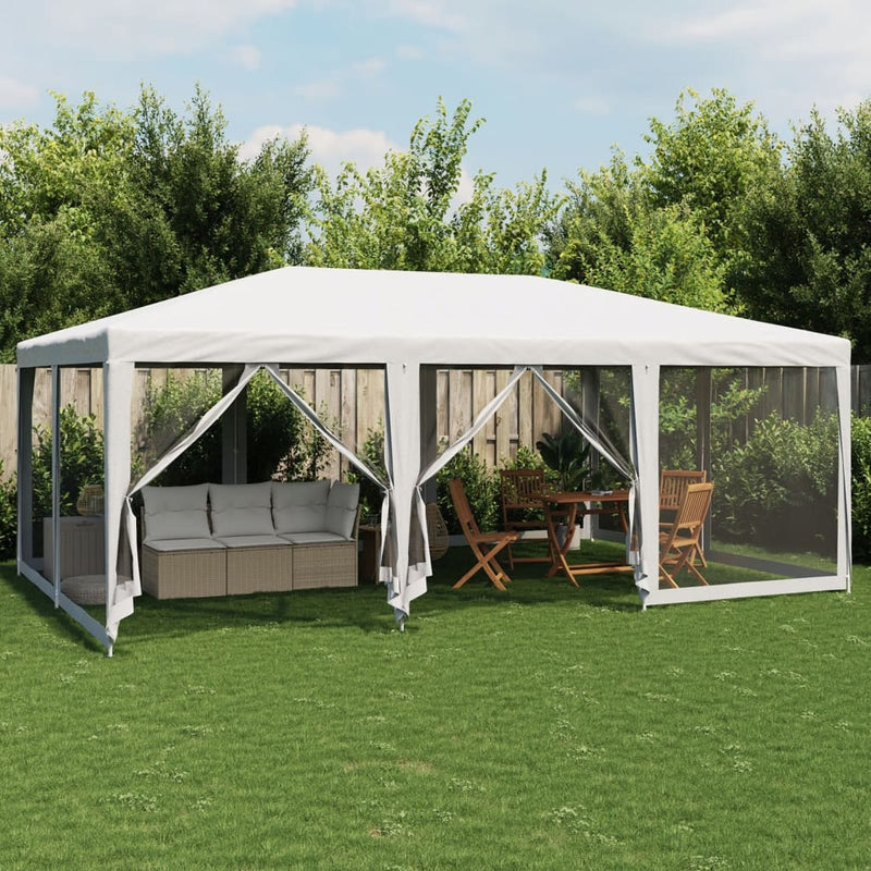 Load image into Gallery viewer, Vidaxl partytent met 10 mesh zijwanden 6x4 m hdpe wit