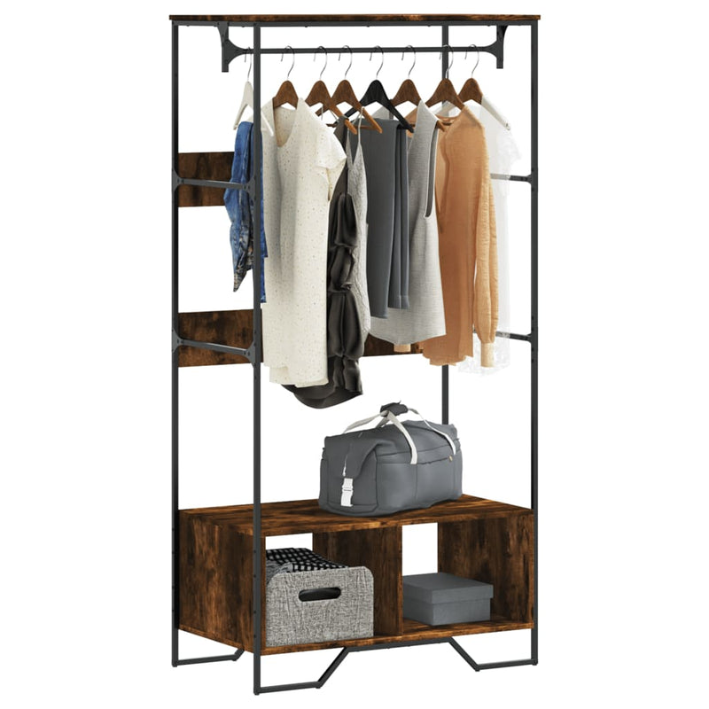 Load image into Gallery viewer, Vidaxl kledingkast 90x50x180 cm bewerkt hout gerookt eikenkleurig
