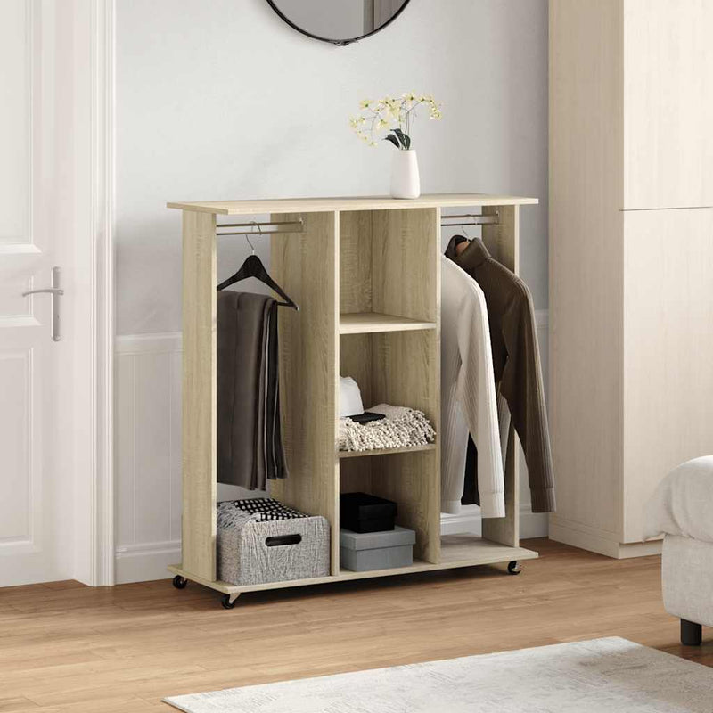 Load image into Gallery viewer, Vidaxl kledingkast met wielen 102x38x110 cm bewerkt hout sonoma eiken